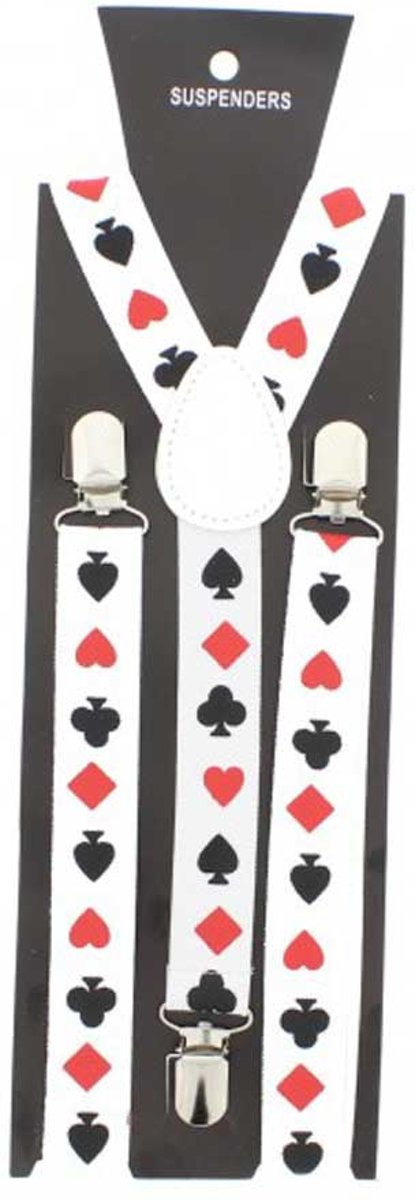 Kaartspel symbolen print bretels wit - One size - Zacs Alter Ego